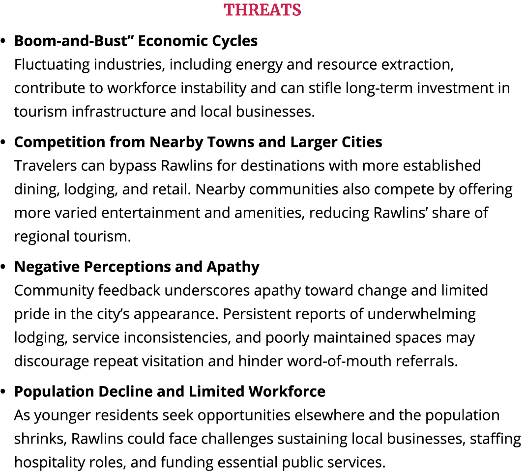 THREATS Boom and Bust” Economic Cycles Fluctuating industries, including energy and resource extraction, contribute t...